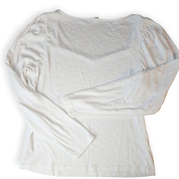 Gap White Long Gathered Puff Sleeve Top XXL - Picture 6 of 7